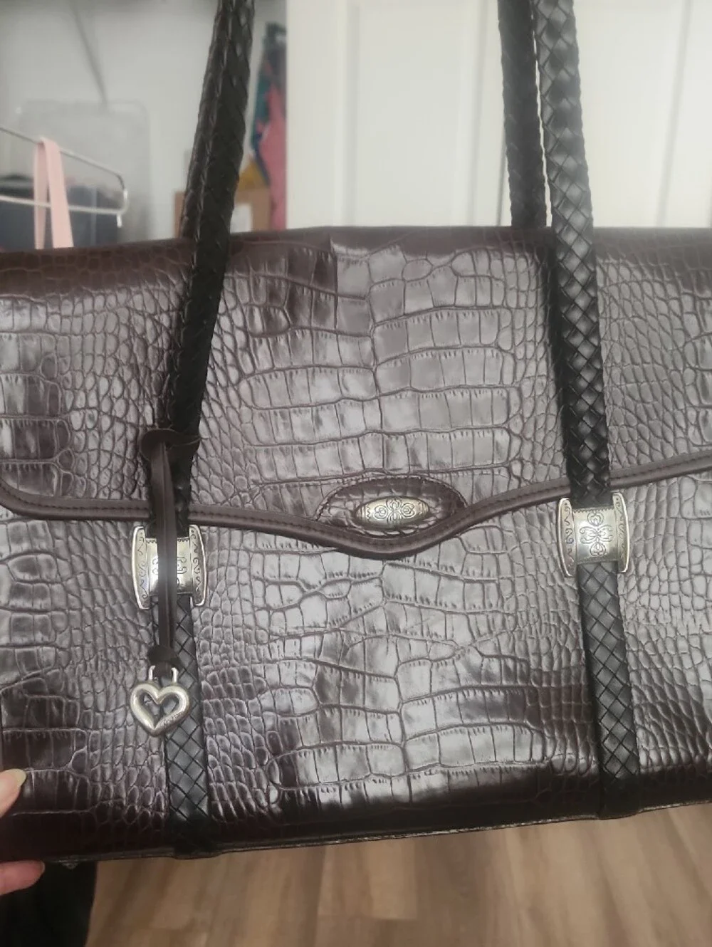 NWOT Brighton Leather Laptop Briefcase with Silver Embellishmets